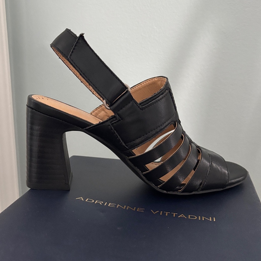 Adrienne Vittadini Black Strappy Heels